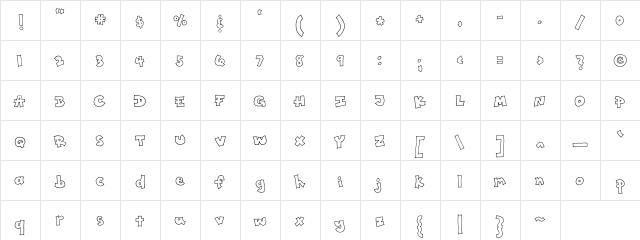 Toony Medium  glyph index