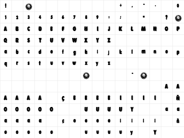 The Happy Bear Regular  glyph index