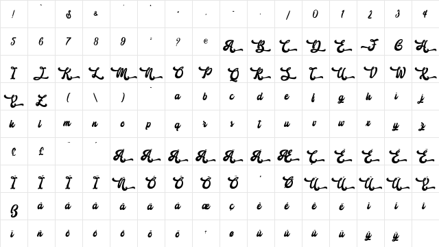 The Holiday - Personal Use Regular  glyph index