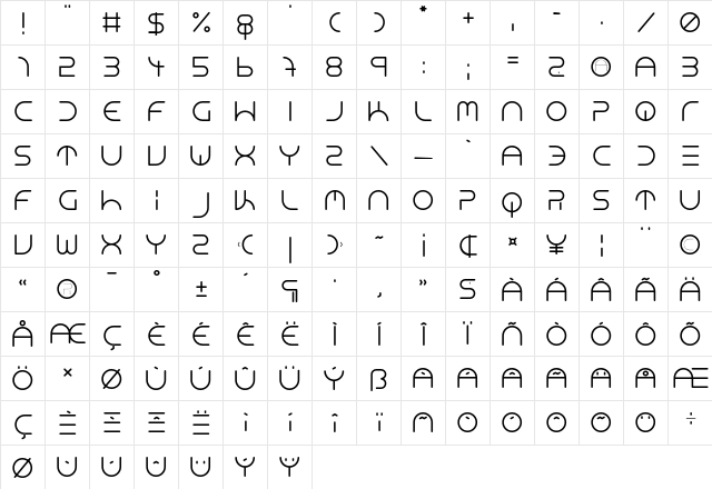 NEON CLUB MUSIC Medium  glyph index