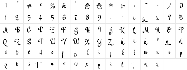 A&S Christmas Script Regular  glyph index