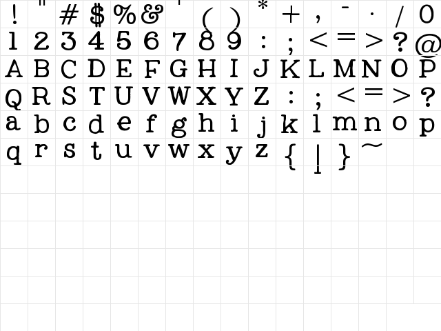 My Own Topher Regular  glyph index