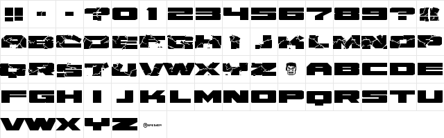HulkSmash Regular  glyph index