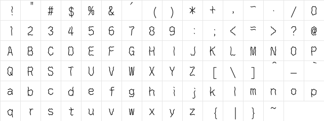 DFDouDouW3U-B5 Regular  glyph index