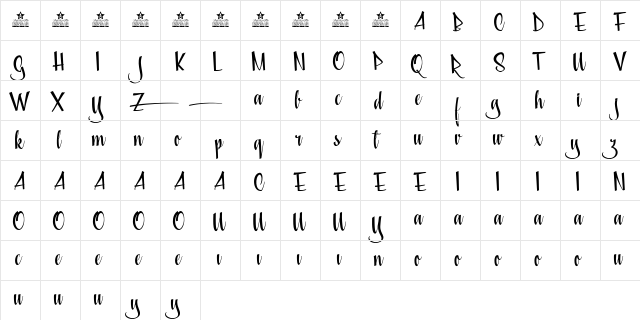 Saturday Nights Personal Use Regular  glyph index