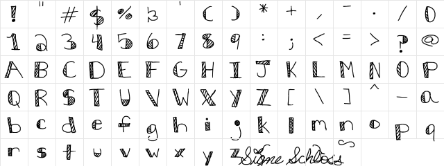 Stripes and bubbles Regular  glyph index