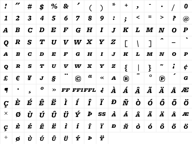 Freight Micro Black Italic SC  glyph index