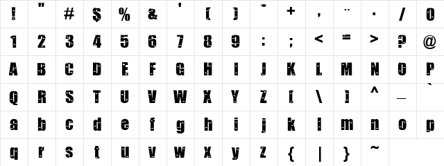 Trying Hard Regular  glyph index