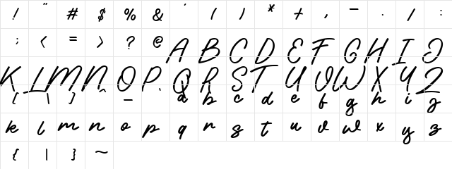 Sweet Beaches Regular  glyph index