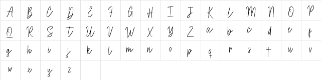 Brett hartley Regular  glyph index