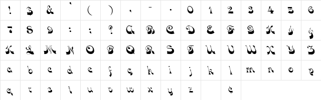 Voco Script SSi Regular  glyph index