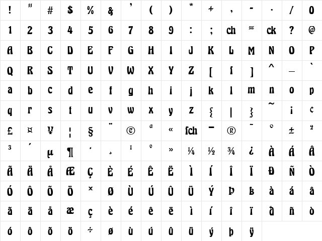 Herkules Regular  glyph index