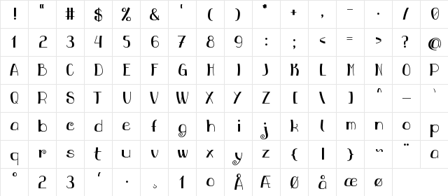 Buckley Junior Regular  glyph index
