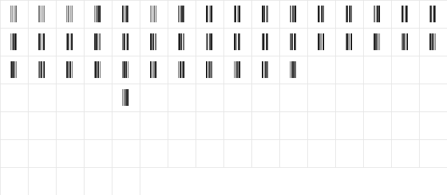 ThirtyNineSSK Regular  glyph index