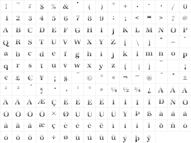 IrisBeckerGradient Bold  glyph index