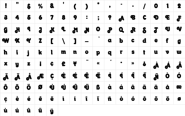 OctopussEF Regular  glyph index