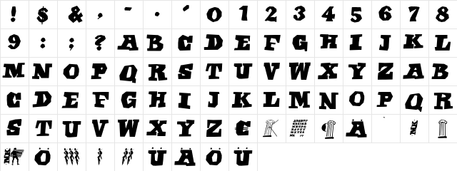 EgyptianFreehand Regular  glyph index