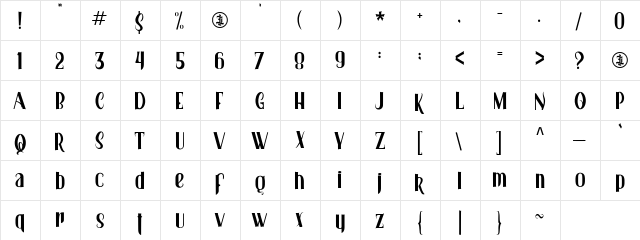 Mponpon personal Use Only Regular  glyph index
