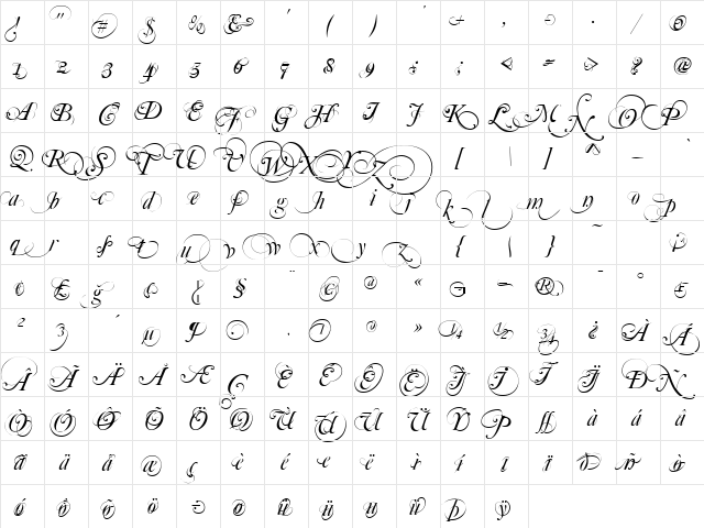 Mutlu Ornamental  glyph index