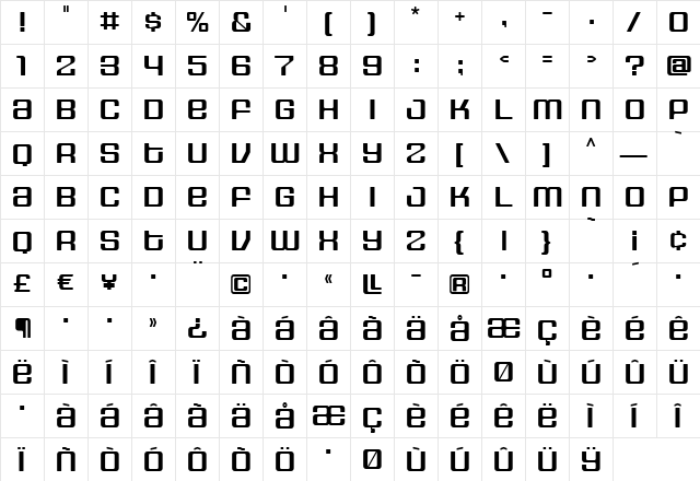 HOUSE3009 Bold  glyph index