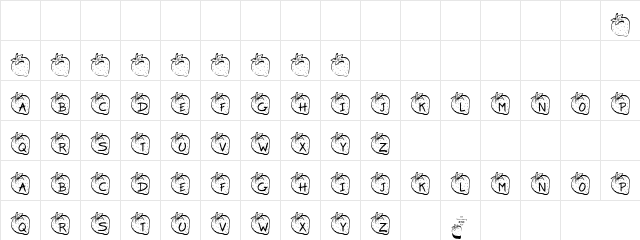 Straw Berry Regular  glyph index