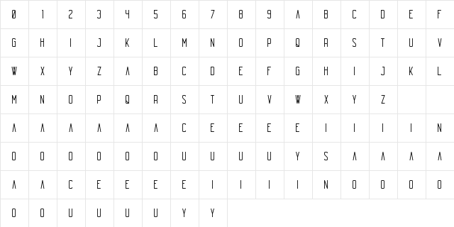 Echo Regular  glyph index