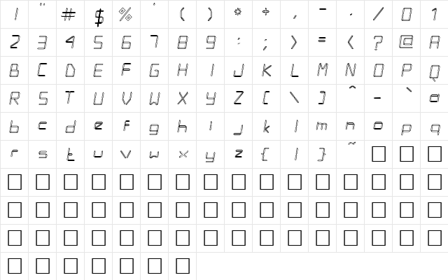 LED Display Regular  glyph index