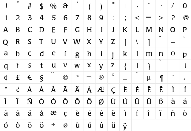 PoemLavish Regular  glyph index