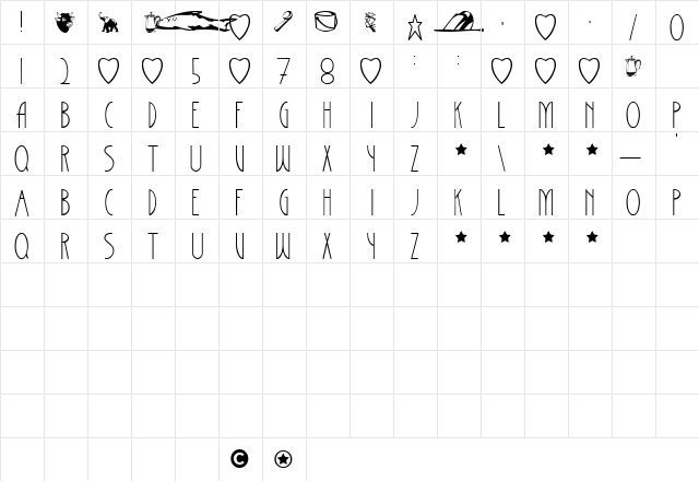BarrettIronwork Regular  glyph index