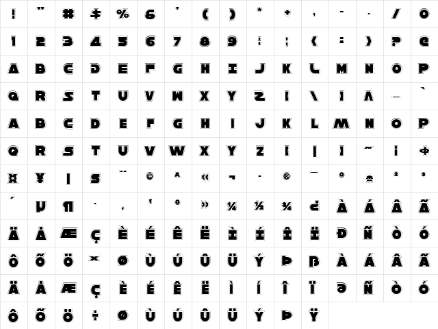 Han Solo Pro Pro  glyph index