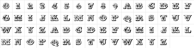 Cast Iron Regular  glyph index