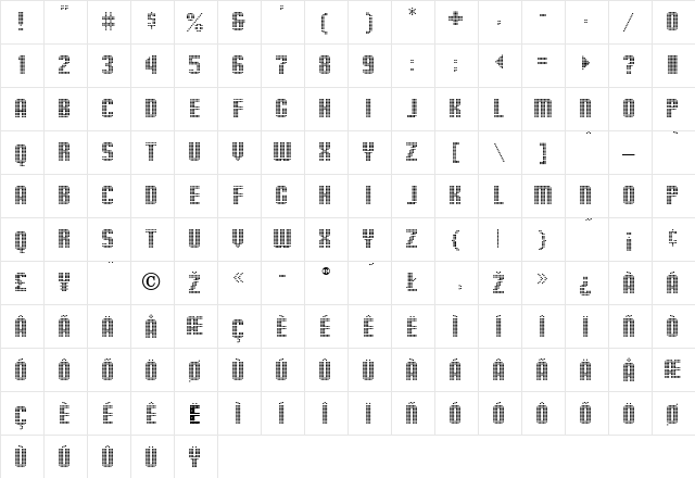 HollywoodLights Regular  glyph index