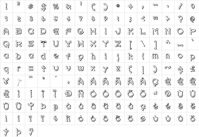 pierced Regular  glyph index
