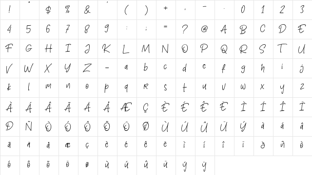 Henniver Regular  glyph index
