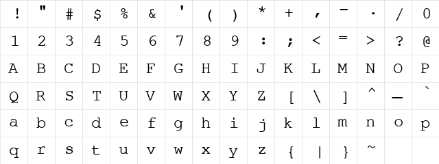 Signal Regular  glyph index