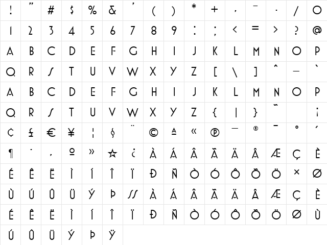 MostraTwoRegular Regular  glyph index