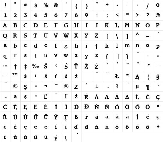 BramlTEEBol Regular  glyph index