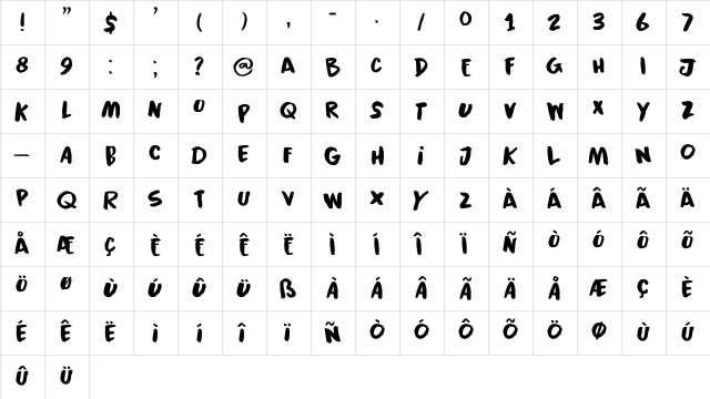 Black Cluster DEMO Regular  glyph index