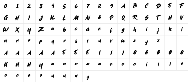 MonStreak Regular  glyph index