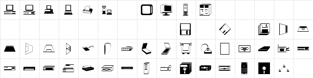 Tech Dingbats Regular  glyph index