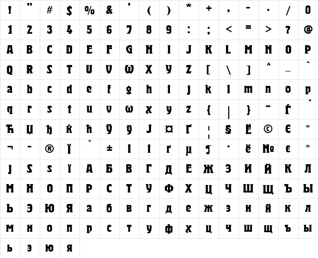 HeroldC Regular  glyph index