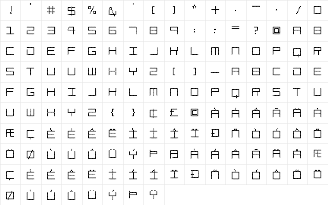 Amaya Technical Curve Regular  glyph index