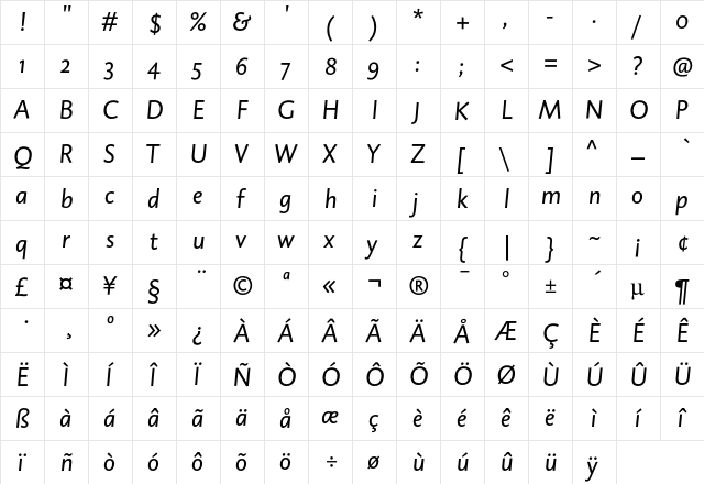DTLCaspariST Italic  glyph index