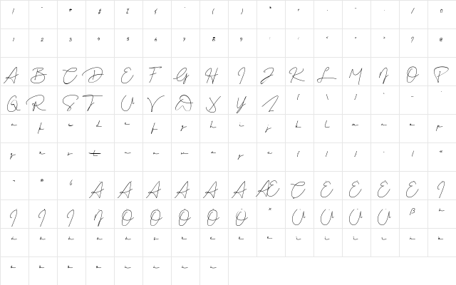 Windha Regular  glyph index