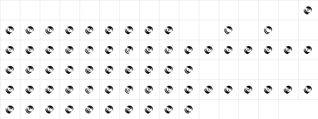 Bogy Regular  glyph index