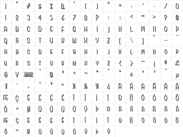 Monicas Salon Shadow NF Regular  glyph index