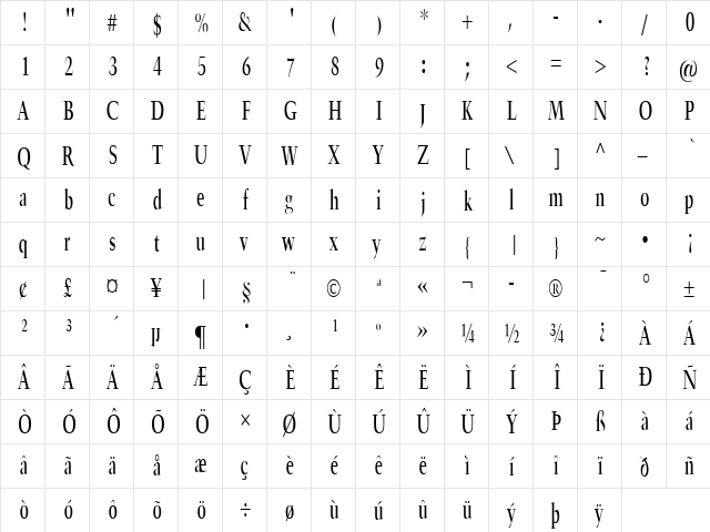 Horn Thin Normal  glyph index