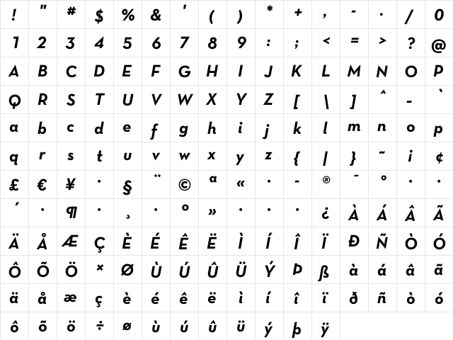 Neutra Text TF Alt Bold Italic  glyph index