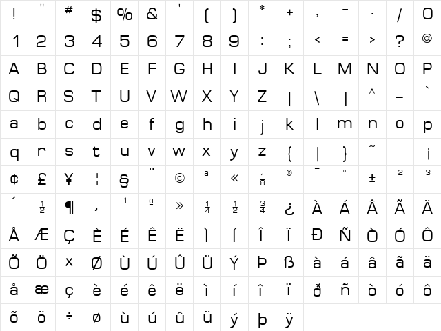 Minima SSi Regular  glyph index