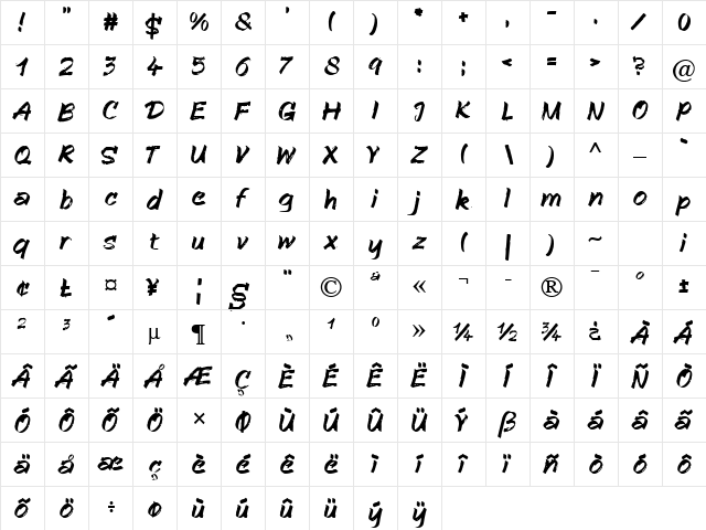 Veleno Becker Normal  glyph index